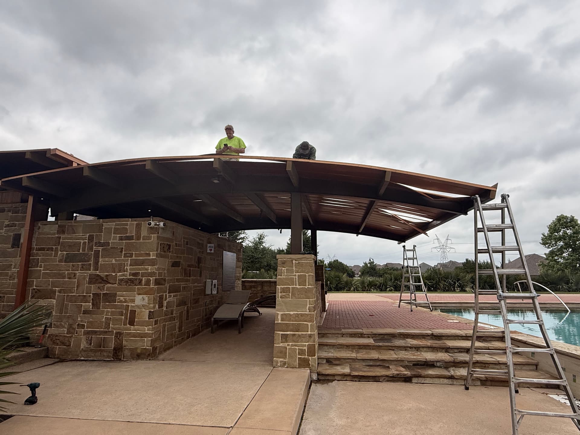 Gallery photos for Poolside Metal Roof Build Taking Shape in Wylie TX: Image #3