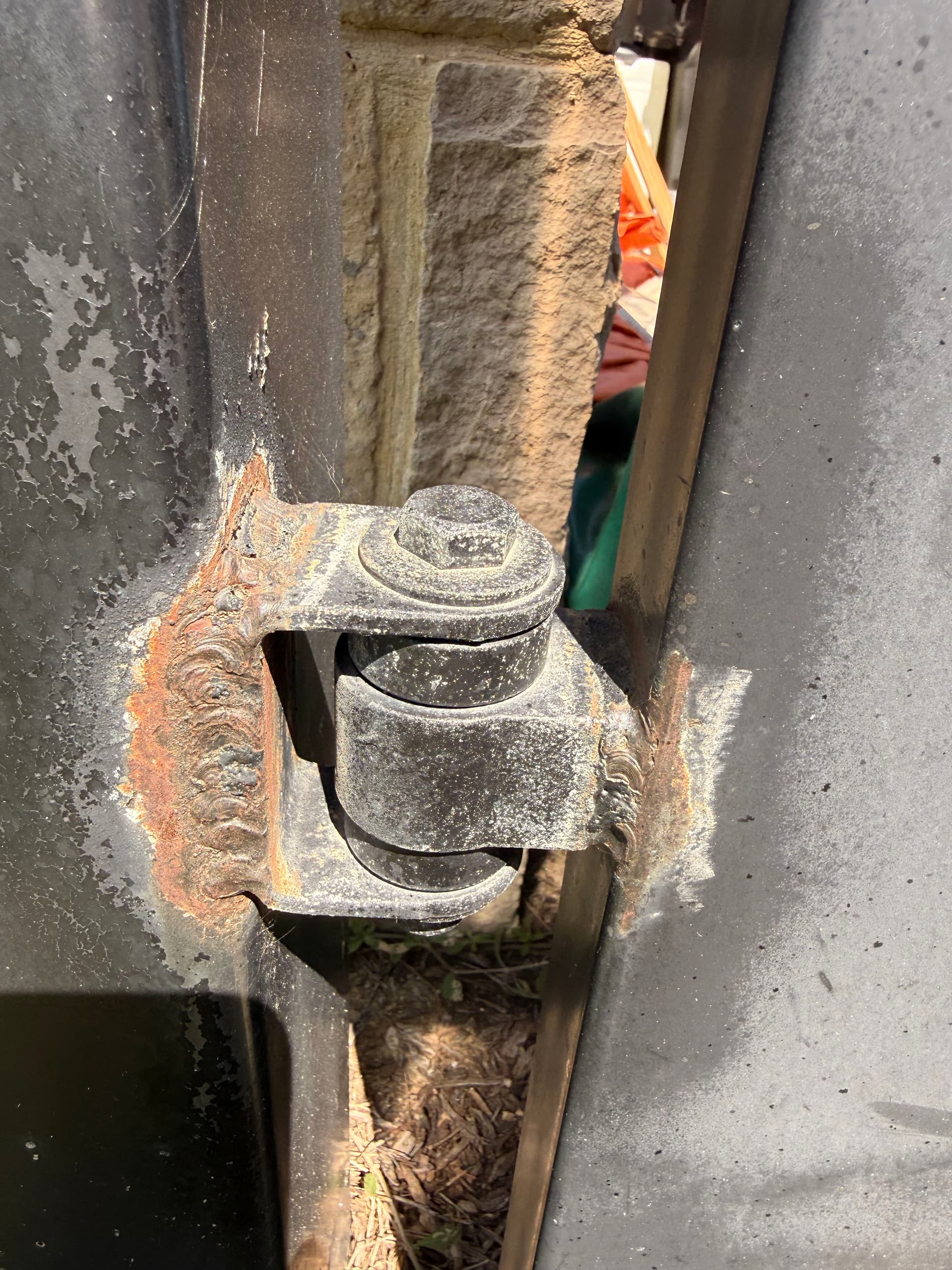 Gallery photos for HOA Gate Hinge Failure Fixed Fast with New Steel and Fresh Paint: Image #1